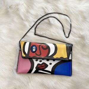 Kent Stetson Cubist Crossbody Clutch in Yellow White Picasso $230